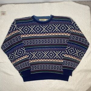 Vintage Trend Basics Fair Isle Knitted Sweater: Size XXL